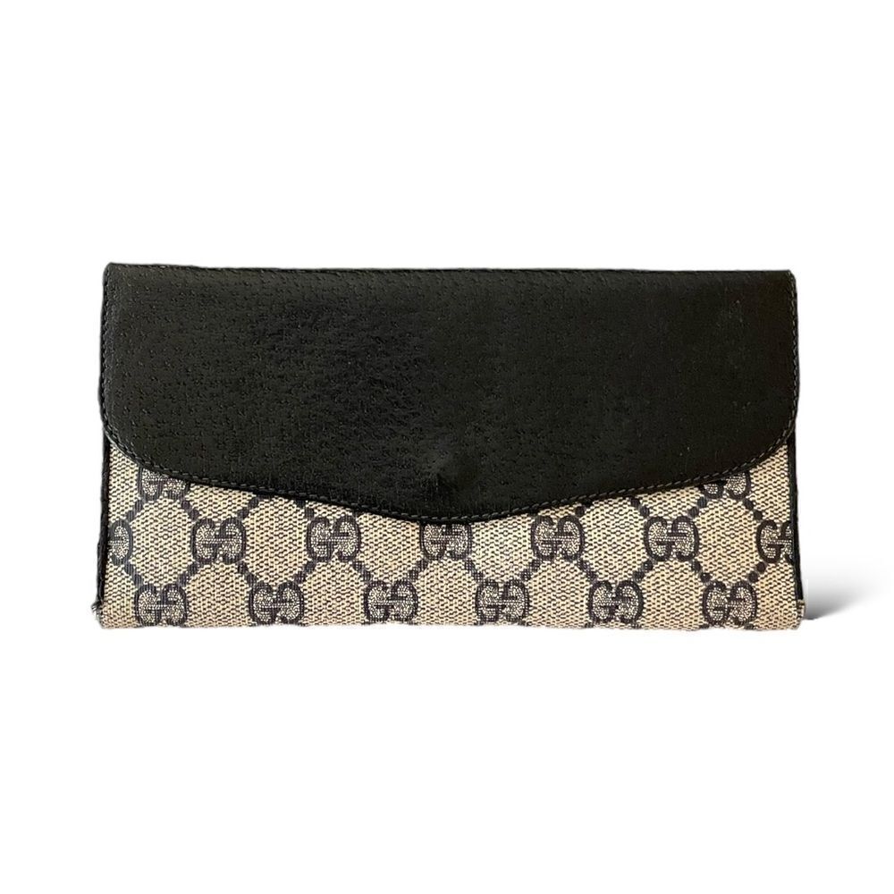 GUCCI Vintage Navy Blue Classic GG Motif Monogram Long Wallet - Picture 11 of 13